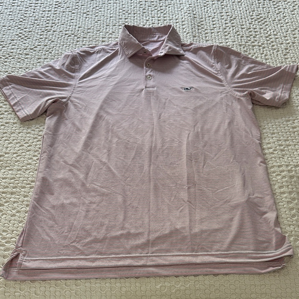 Men's Red, White, and Blue striped Performance Polo from Vineyard Vines